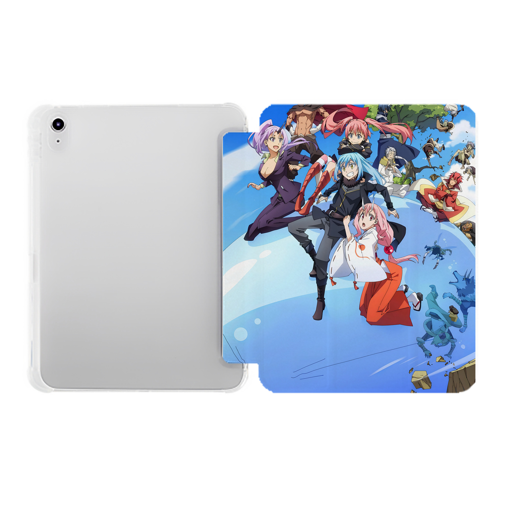 （画像用） 転スラ Regarding Reincarnated to Slime IPad ケース ペン収納付き 三つ折りスタンド PUレザー×シリコン 対応機種9.5/10.5/10.9インチ